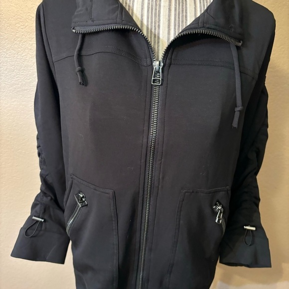NWT Democracy Jacket Medium Black Soft Stretchy Steel-tone Zippers Pullstrings - Picture 3 of 16